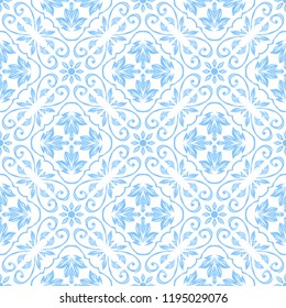 Portuguese azulejo ceramic tile pattern. Ethnic folk ornament. Mediterranean traditional ornament. Italian pottery, mexican talavera or spanish majolica.