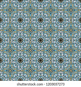 Portuguese azulejo ceramic tile pattern. Ethnic folk ornament. Mediterranean traditional ornament. Italian pottery, mexican talavera or spanish majolica.