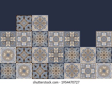 Patrón de azulejo de cerámica portuguesa. Ornamento tradicional mediterráneo. cerámica italiana o mayólica española.