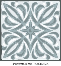 Portuguese azulejo ceramic tile pattern. Mediterranean traditional ornament. Italian pottery or spanish majolica.