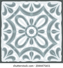 Portuguese azulejo ceramic tile pattern. Mediterranean traditional ornament. Italian pottery or spanish majolica.