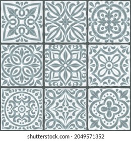Patrón de azulejo de cerámica portuguesa. Ornamento tradicional mediterráneo. cerámica italiana o mayólica española.