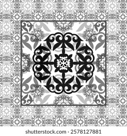 Portuguese azulejo tile pattern floral ornament, Mediterranean ceramic, delft, dutch motifs. Stylized Ceramic tiles with Moroccan ornaments. Moroccan azulejo pattern, majolica tile,Talavera, Damask.