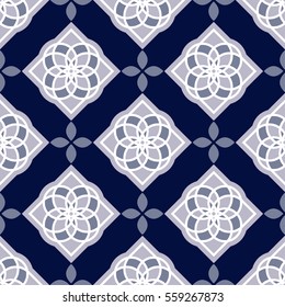 Portuguese azulejo tiles. Blue and white gorgeous seamless patterns. For scrapbooking, wallpaper, cases for smartphones, web background, print, surface texture, pillows, towels, linens, bags, T-shirts