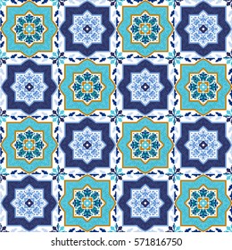 Portuguese azulejo tiles. Blue and white gorgeous seamless patterns. For scrapbooking, wallpaper, cases for smartphones, web background, print, surface texture, pillows, towels, linens, bags, T-shirts