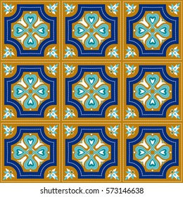 Portuguese azulejo tiles. Blue and white gorgeous seamless patterns. For scrapbooking, wallpaper, cases for smartphones, web background, print, surface texture, pillows, towels, linens, bags, T-shirts