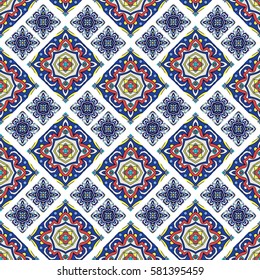 Portuguese azulejo tiles. Blue and white gorgeous seamless patterns. For scrapbooking, wallpaper, cases for smartphones, web background, print, surface texture, pillows, towels, linens, bags, T-shirts