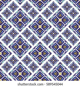Portuguese azulejo tiles. Blue and white gorgeous seamless patterns. For scrapbooking, wallpaper, cases for smartphones, web background, print, surface texture, pillows, towels, linens, bags, T-shirts