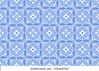 Portuguese azulejo tiles. Encaustic seamless patterns, prints