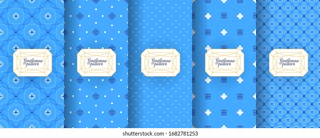 Portuguese azulejo tiles. Encaustic seamless patterns, prints. Oriental, Moroccan, geometric motifs. Suitable for luxury packaging design cosmetics, ceramics, patchwork mosaics Fabric print.