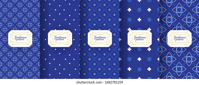 Portuguese azulejo tiles. Encaustic seamless patterns, prints. Oriental, Moroccan, geometric motifs. Suitable for luxury packaging design cosmetics, ceramics, patchwork mosaics Fabric print.