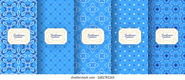 Portuguese azulejo tiles. Encaustic seamless patterns, prints. Oriental, Moroccan, geometric motifs. Suitable for luxury packaging design cosmetics, ceramics, patchwork mosaics Fabric print.