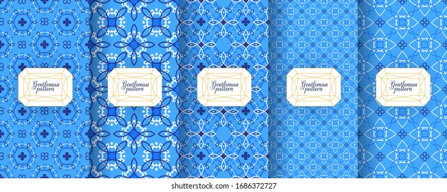 Portuguese azulejo tiles. Encaustic seamless patterns, prints. Oriental, Moroccan, geometric motifs. Suitable for luxury packaging design cosmetics, ceramics, patchwork mosaics Fabric print.