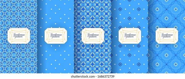Portuguese azulejo tiles. Encaustic seamless patterns, prints. Oriental, Moroccan, geometric motifs. Suitable for luxury packaging design cosmetics, ceramics, patchwork mosaics Fabric print.