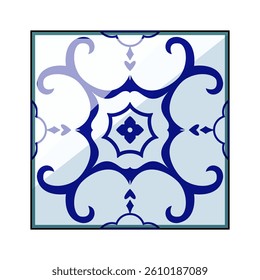 portuguese azulejos ornament tile cartoon. glazed mosaic, colorful historic, architecture handcrafted portuguese azulejos ornament tile sign. isolated symbol vector illustration