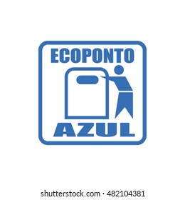 Portuguese blue recycling container for papers and cards, ecoponto azul para reciclar papel e cartao