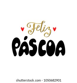 Portuguese Brazilian title saying Happy Easter. Pascoa Easter Logotype. Brazilian Easter Design