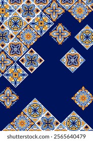 Fundo de azulejos de cerâmica portuguesa. Ornamento tradicional mediterrânico. Maijolica italiana ou espanhola.