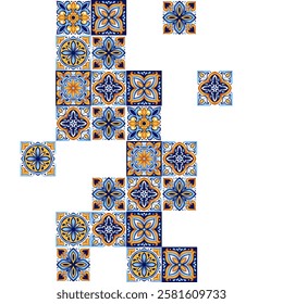 Portuguese ceramic tile pattern. Mediterranean traditional ornament. Italian or spanish majolica.