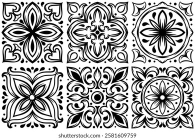 Portuguese ceramic tile pattern. Mediterranean traditional ornament. Italian or spanish majolica.