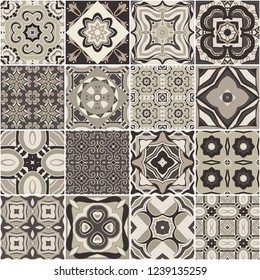 portuguese color tiles azulejos. Abstract background. Vector hand drawn illustration, typical portuguese ceramic tiles. Seamless pattern.