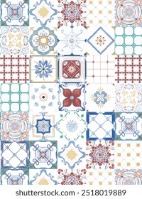 azulejos de cor portuguesa. Fundo abstrato. cópia raster. Padrão contínuo.