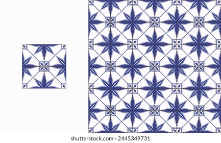 portuguese decorative tile ceramic illustration in seamless pattern decorative style template.