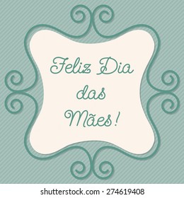 Portuguese doodle frame card in vector format.