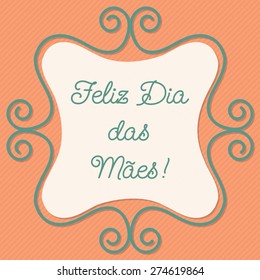 Portuguese doodle frame card in vector format.