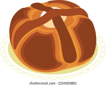 Portuguese easter bread, folar de pascoa colorful vector illustration.