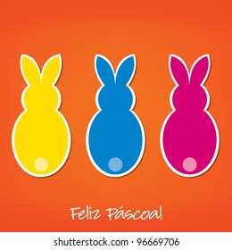 Portuguese Easter Bunny card in vector format.
