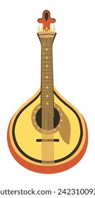 Portugiesische Fado-Gitarre. Altes volkstümliches Musikinstrument. Vektorgrafik einzeln.