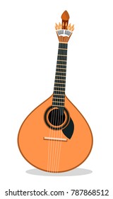 Portuguese fado guitar. Folk musical instrument. Vector flat illustration.