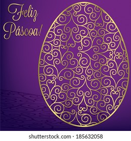 Portuguese filigree egg 'Happy Easter' card in vector format