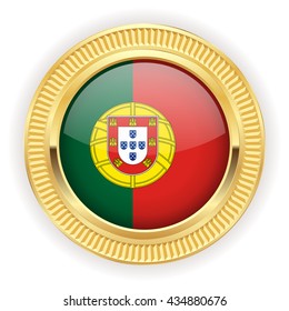 Portuguese flag buttons with silver border on white background