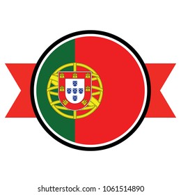 Portuguese flag in glossy round button of icon. 
flag logo of Portuguese emblem isolated on white background, Portuguese national concept sign, Vector illustration.