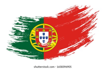 Fondo de brocha gruesa de bandera portuguesa. Ilustración vectorial.