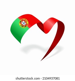 Bandera portuguesa, cinta con forma de corazón. Ilustración vectorial.