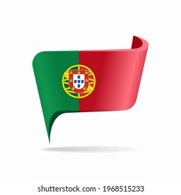 Portuguese flag map pointer layout. Vector illustration.