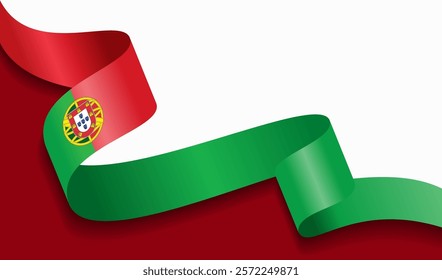 Portuguese flag wavy abstract background. Vector illustration.