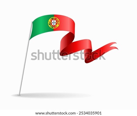 Portuguese flag wavy background layout. Vector illustration.