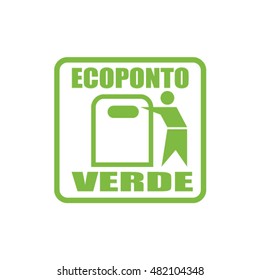 Portuguese green recycling container for glass, ecoponto verde para reciclar vidro