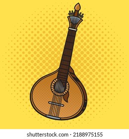 Portuguese guitar fado pop art retro vector illustration. Comic book style imitation.