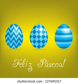 Portuguese "Happy Easter" bright egg card in vector format.