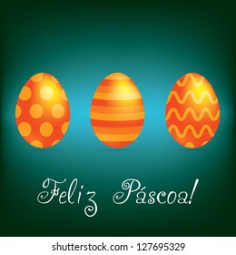 Portuguese "Happy Easter" bright egg card in vector format.