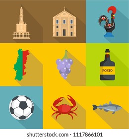 Portuguese language icons set. Flat set of 9 portuguese language vector icons for web isolated on white background