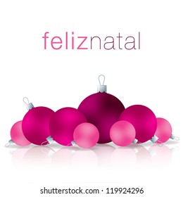 Portuguese Merry Christmas bauble card in vector format.