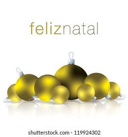 Portuguese Merry Christmas bauble card in vector format.