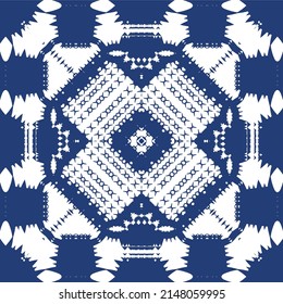 Portuguese ornamental azulejo ceramic. Creative design. Vector seamless pattern collage. Blue vintage backdrop for wallpaper, web background, towels, print, surface texture, pillows.