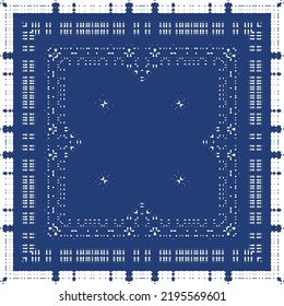 Portuguese ornamental azulejo ceramic. Creative design. Vector seamless pattern collage. Blue vintage backdrop for wallpaper, web background, towels, print, surface texture, pillows.